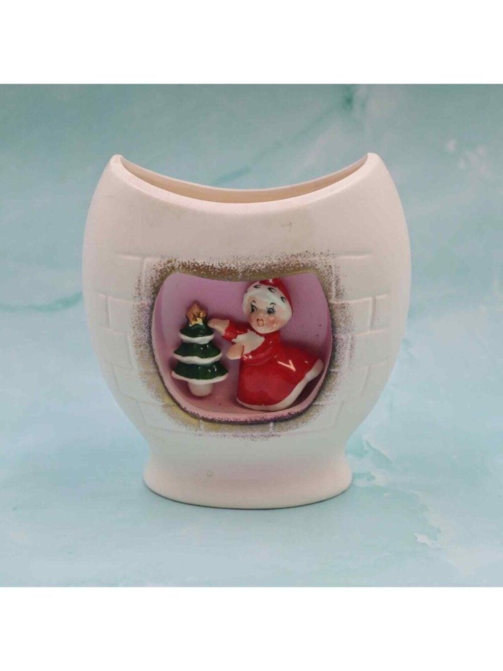 Holt Howard Christmas Pixie Mrs. Claus 3d Ceramic Vintage Planter - Read Below